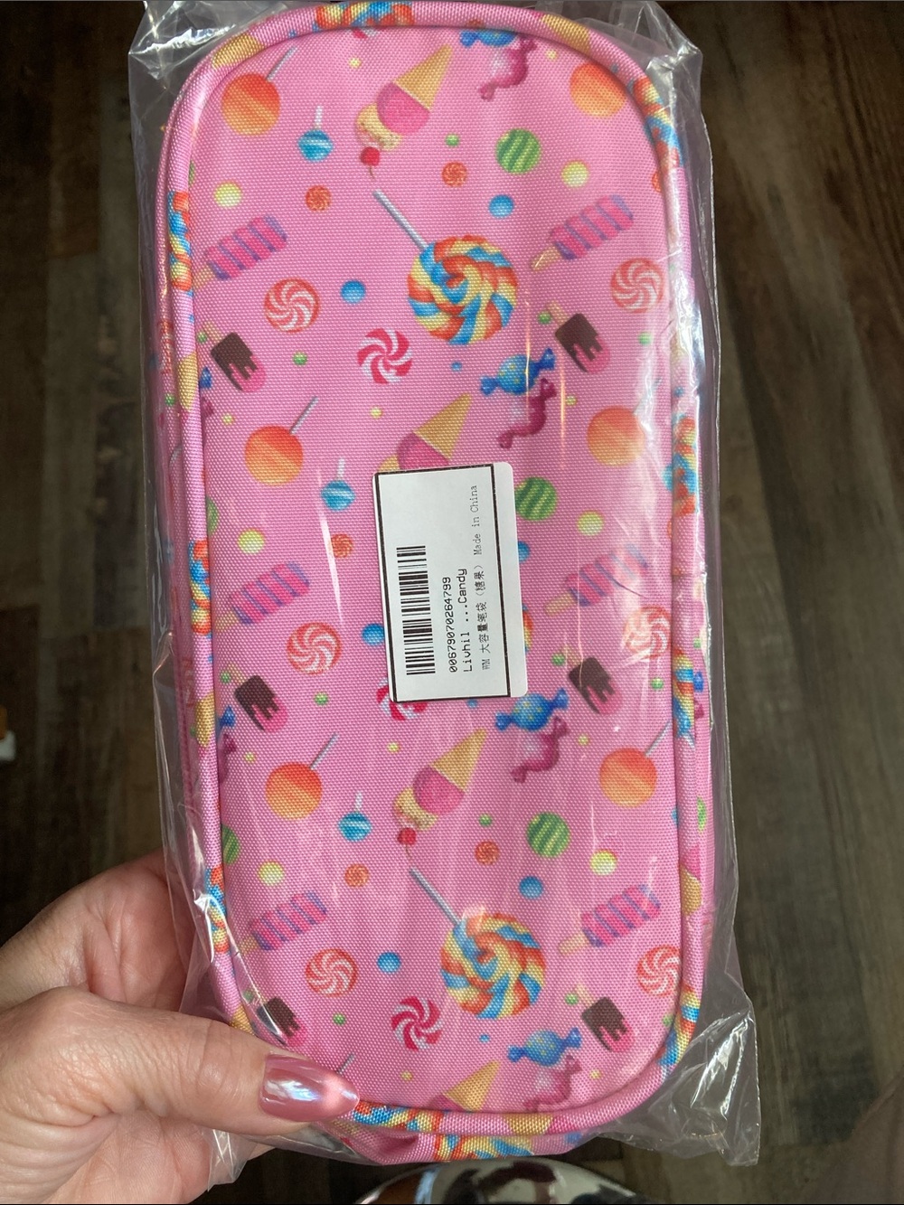 Source Unknown Pink Candy Print Kids Pencil Case